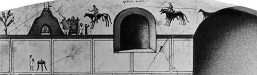 Боспорское государство. Роспись склепа Анфестерия в Пантикапее. Кон. 1 в. до н. э. — нач. 1 в. н. э. (По рисунку Ф. И. Гросса).